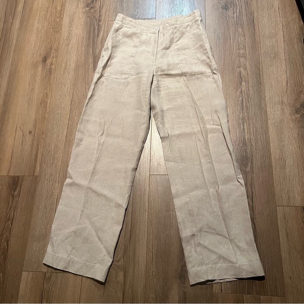 Hanna Andersson 100% Linen Beige Wide Leg Pants High Rise Women’s